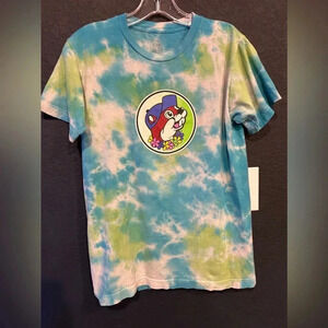 Buc'ees Hawaiian Tie-Dye Shirt Lei'd Back Women’s  Size Small Blue Green